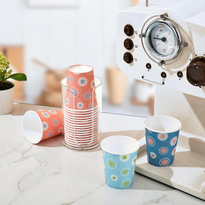 SIUQ 300 Pack Paper Cups 8 oz, Disposable Coffee Cups, Paper Coffee Cups 8 oz, Colourful Hot/Cold Beverage Drinking Cup for Water Juice or Tea, Office Party Home Travel - Daisy