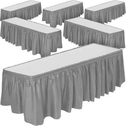 DecorRack 2 Pack Table Skirts, 29 in x 14 ft Each, Multi Pack -BPA Free- Plastic Tableskirt, Disposable, Reusable, Rectangular Tablecloth Skirt, White (2 Pack)