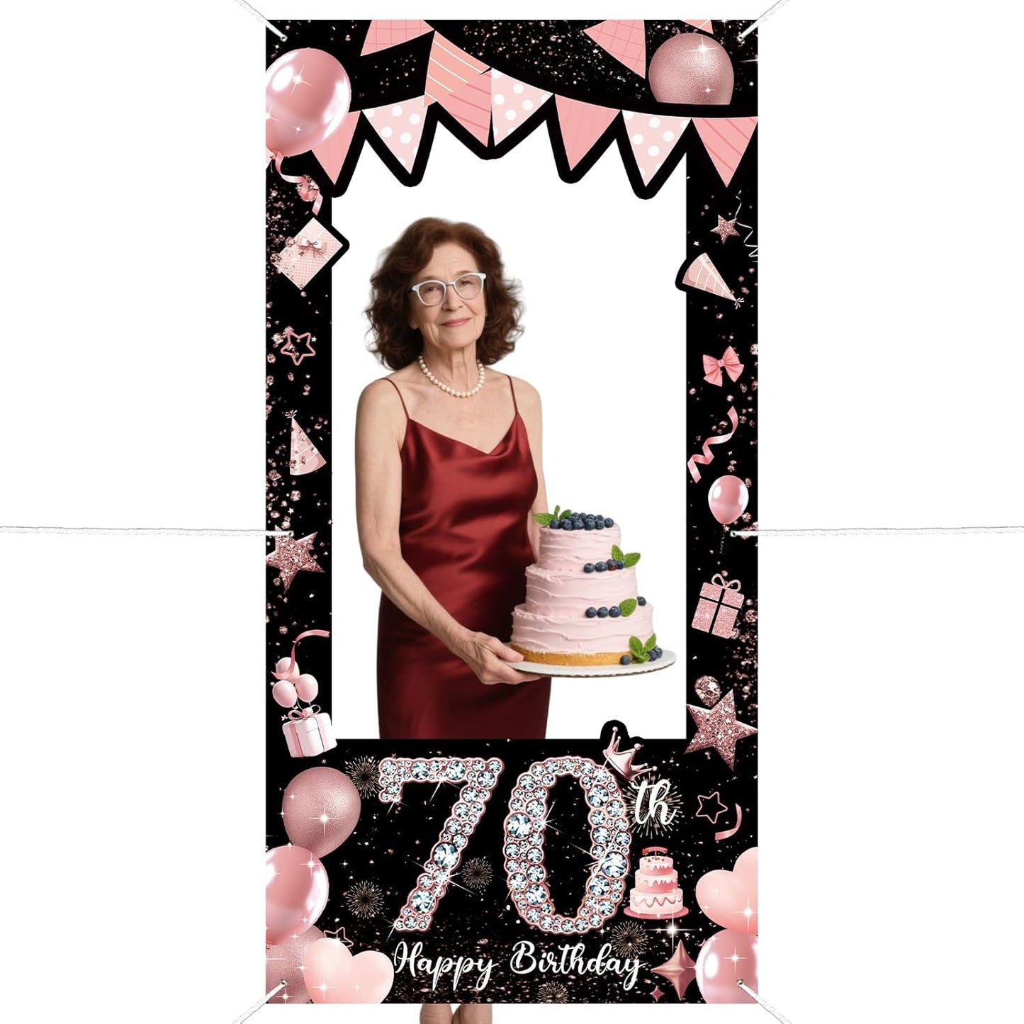 Pink 80th Birthday Neon Photography Banner Backdrop Glow Party Disco Dance Neon Theme Birthday Banner Photo Frame Props Props Selfie Background Face Cutout Photo Props Decoration
