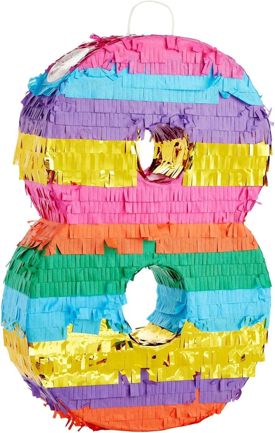 BLUE PANDA Rainbow Number 6 Pinata - Sturdy Corrugated Build & Easy Hang for Fiesta Party - Candy Filled 6th Birthday Party Surprise - Vibrant Tie-Dye Items for Kids - Small (16.5x11x3 In), Blue/White