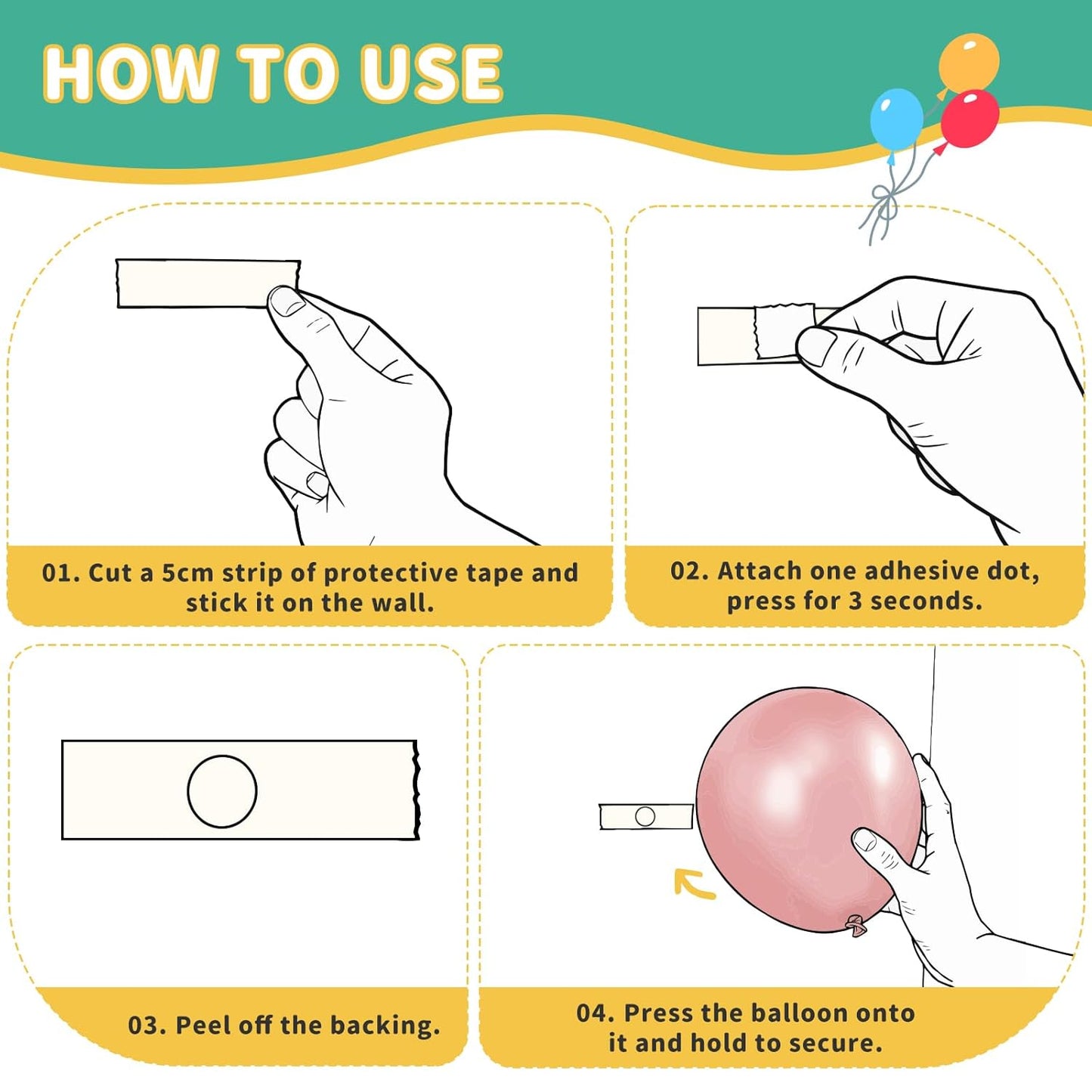 Wall-Safe Balloon Glue Dots Set, 1200 Pcs 12mm Removable Glue Points with 131ft Masking Tape, No Residue Decoration Kit for Birthday Party, Wedding, Photos & DIY Crafts, for Party Planners & Families