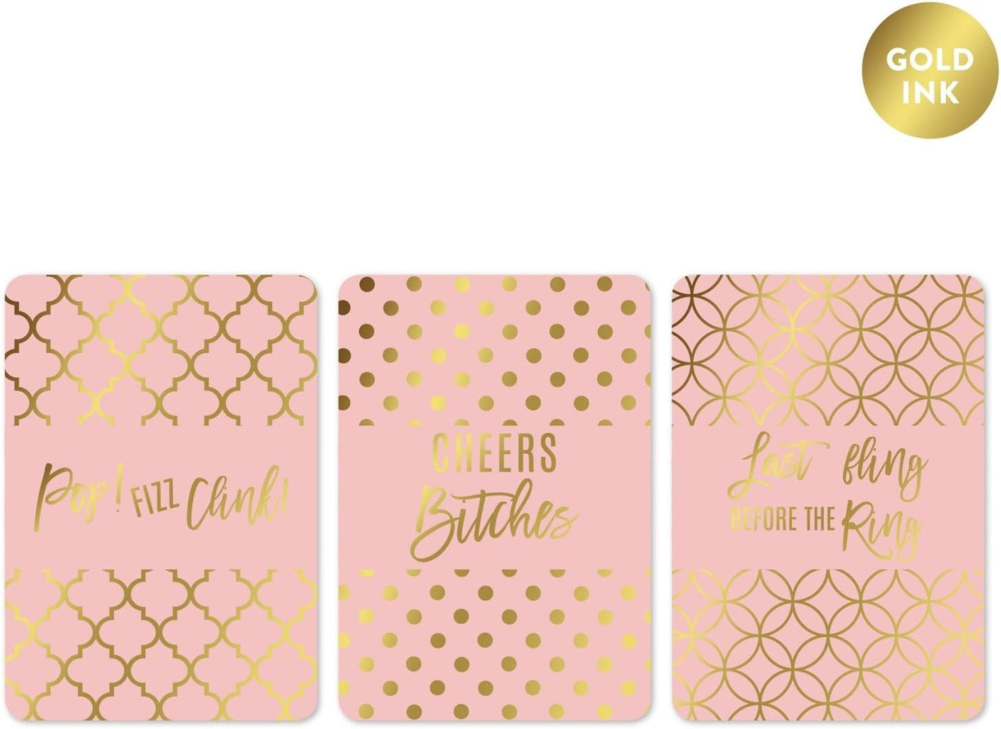 Andaz Press Blush Pink and Metallic Gold Confetti Polka Dots Bachelorette Party Bridal Shower Collection, Scavenger Hunt Game Cards, 20-Pack