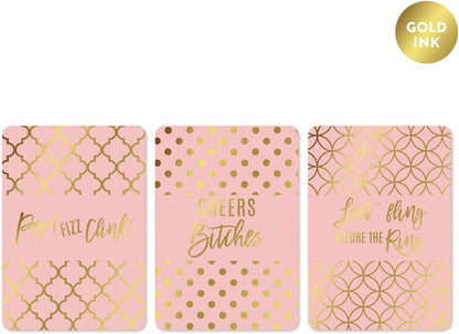 Andaz Press Blush Pink and Metallic Gold Confetti Polka Dots Bachelorette Party Bridal Shower Collection, Scavenger Hunt Game Cards, 20-Pack