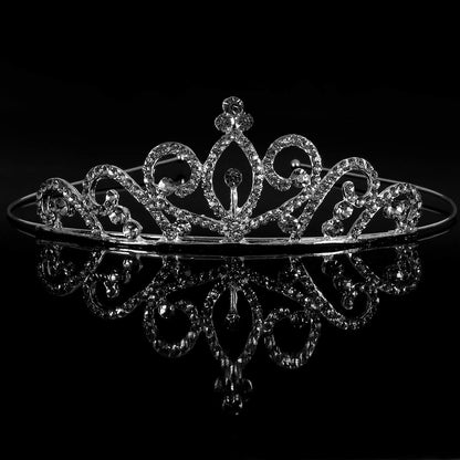 Hedume 6 Pack Princess Crystal Tiara Crown Headbands, Silver Metal Sparkly Glitter Rhinestone Hair Accessories, Girls Women Princess Crown Headbands for Birthday Party, Wedding, Prom, Pageant