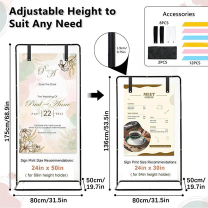 Wedding Welcome Sign Stand, 69" Wedding Sign Holder for Seating Charts ,Welcome to Our Wedding Sign Stand for Event Decor,Welcome Sign Stand for Party to Welcome Guests