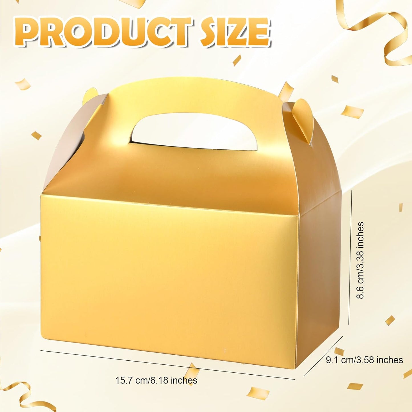 DjinnGlory 36 Pack White Party Favor Treat Boxes with Handle, DIY Paper Boxes for Baby Shower, Birthday, All Occasion, Small Gable Boxes for Small Business 6.18 x 3.58 x 3.38 Inches