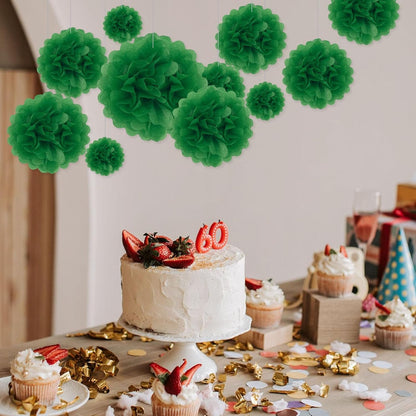 Tissue Paper Pom Poms, Pink Tissue Paper Flowers, Hanging Flower Balls for Weddings Fiesta Parties Birthday Baby Showers Classroom Bridal Shower Decoration (18Piece Set-6/10/12/14Inch)