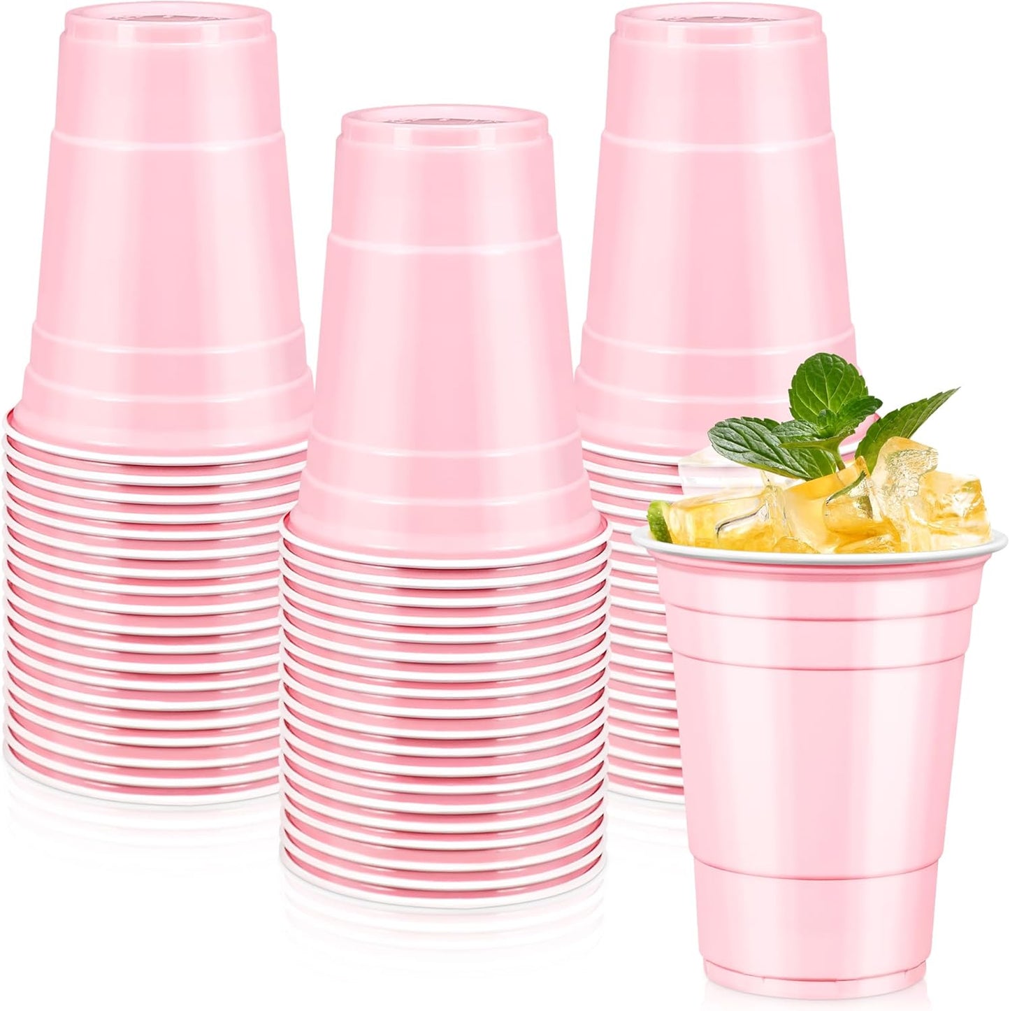 LANLISA 50 Gold Plastic Cups, 16 oz Disposable Cups, Drinking Cups For Birthday Party Supplies, Graduation, Thanksgiving Decorations, Harvest, Fall, New Years