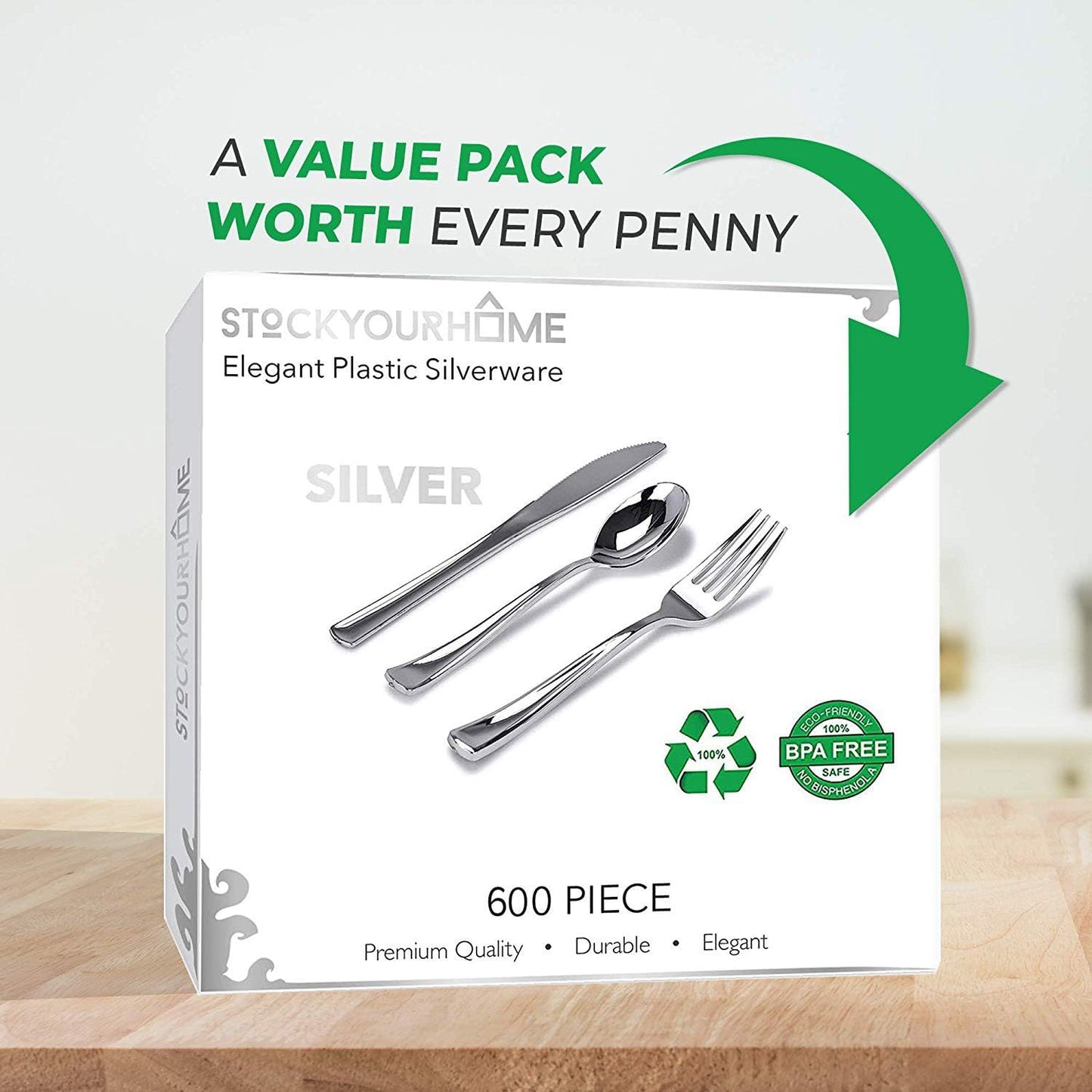 Gold Plastic Silverware Set (160 Bulk Pack) Disposable Cutlery Utensils, 80 Gold Forks, 40 Gold Knives, 40 Gold Spoons, Heavy Duty Flatware For Holidays, Parties, Dinners, Weddings, and Occasions
