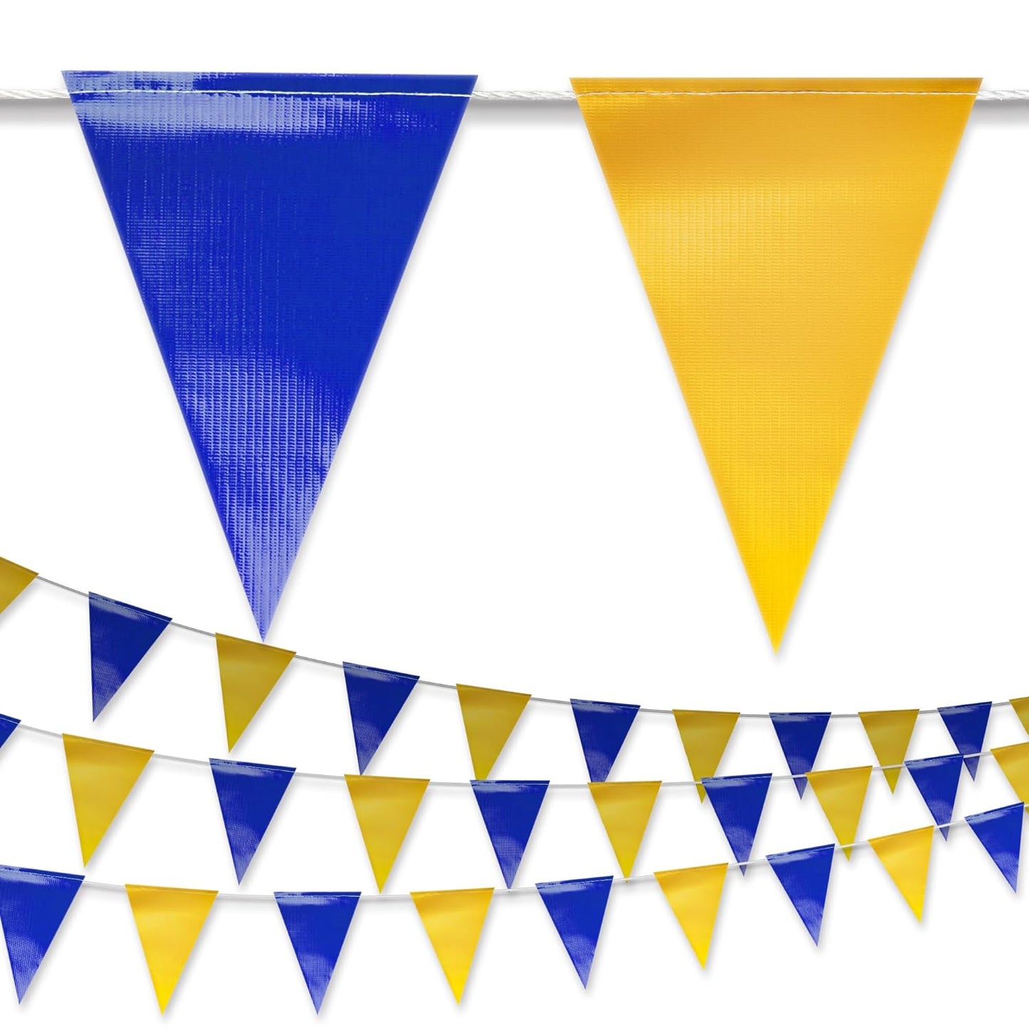 Black & White Pennant Banner Flags | Heavy-Duty Outdoor | OSHA 500lb Rated | Strand Fade Resistant 【102FT】