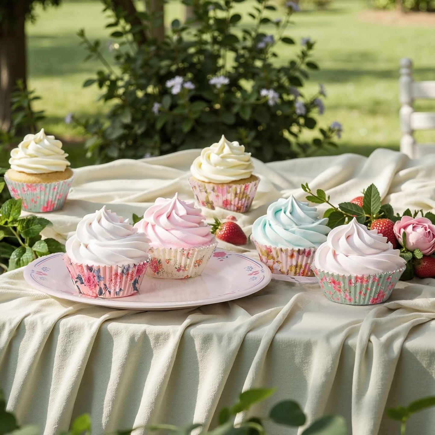 Floral Standard Cupcake Liners 400 Count Paper Baking Cups Disposable Cupcake Wrappers for Wedding and Party Baking Supplies