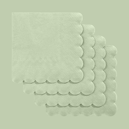 NatNarr 120 Pcs Cocktail Napkins Pink Mothers Day Paper Napkins Light Pink Dessert Beverage Napkin Cute Scalloped Party Napkin for Baby Bridal Shower, Birthday, 5 x 5 Inch