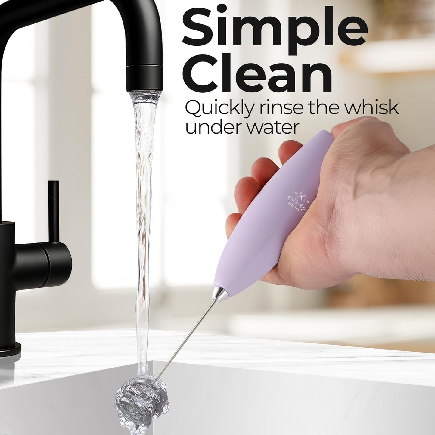 Zulay Kitchen Powerful Milk Frother Wand With Duracell Batteries - Ultra Fast Handheld Drink Mixer - Electric Whisk Foam Maker for Coffee, Lattes, Cappuccino & Matcha - Z1 Motor - Black - Colors D