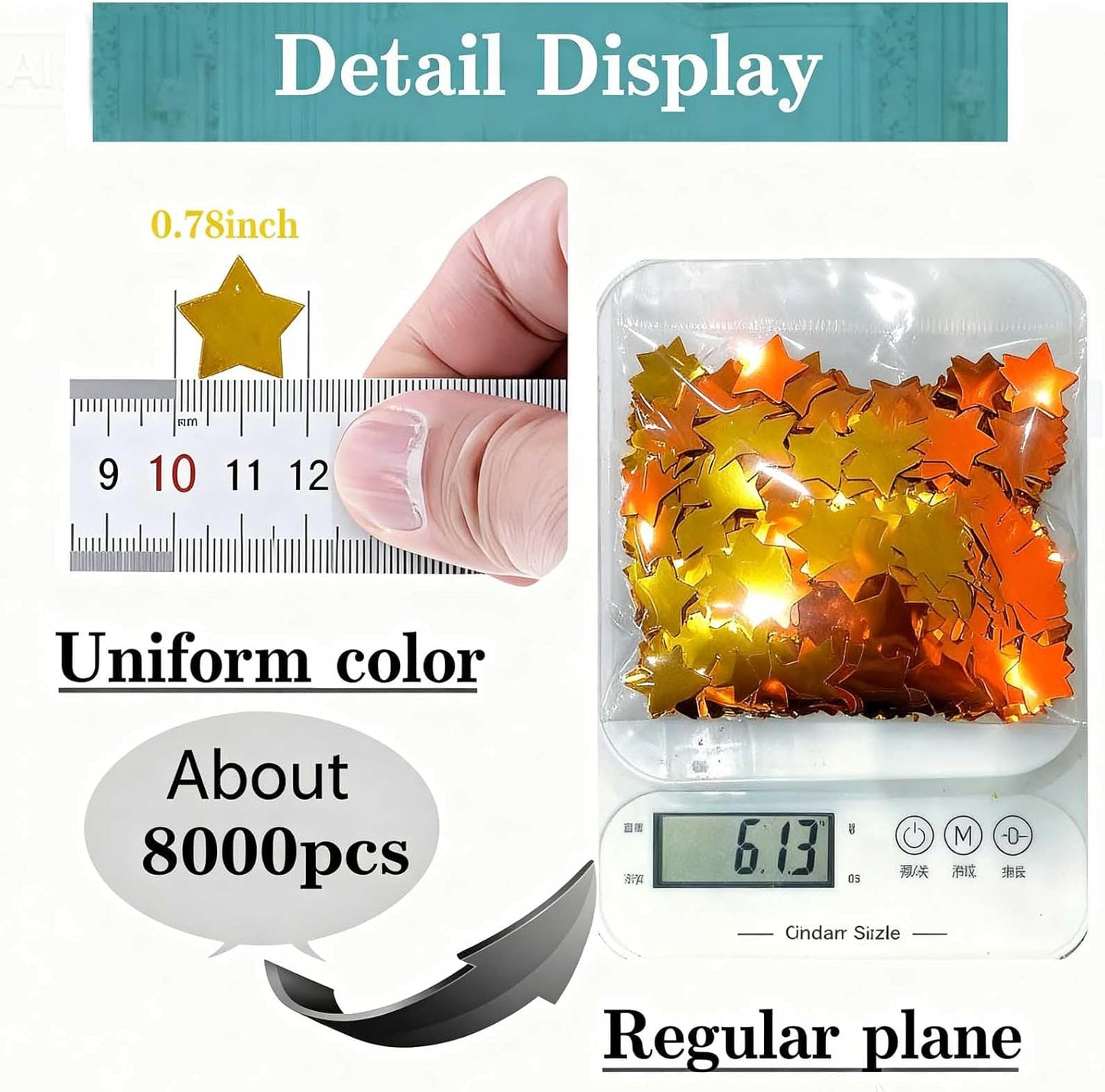 Rainbow Star Metallic Foil Confetti 8000 Pcs Shiny Star Table Confetti for Fill Balloon Wedding Graduation Party Decorations,60g of pack