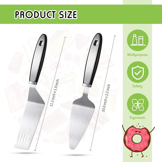 Patelai 2 Pcs Cake Cutting Set, Mother's Day & Graduation Party Supplies, Stainless Steel Cake Pie Server, Knife with Serrated Pastry Cutter for Wedding, Birthday, Summer Serving Pizzas Tart Desserts