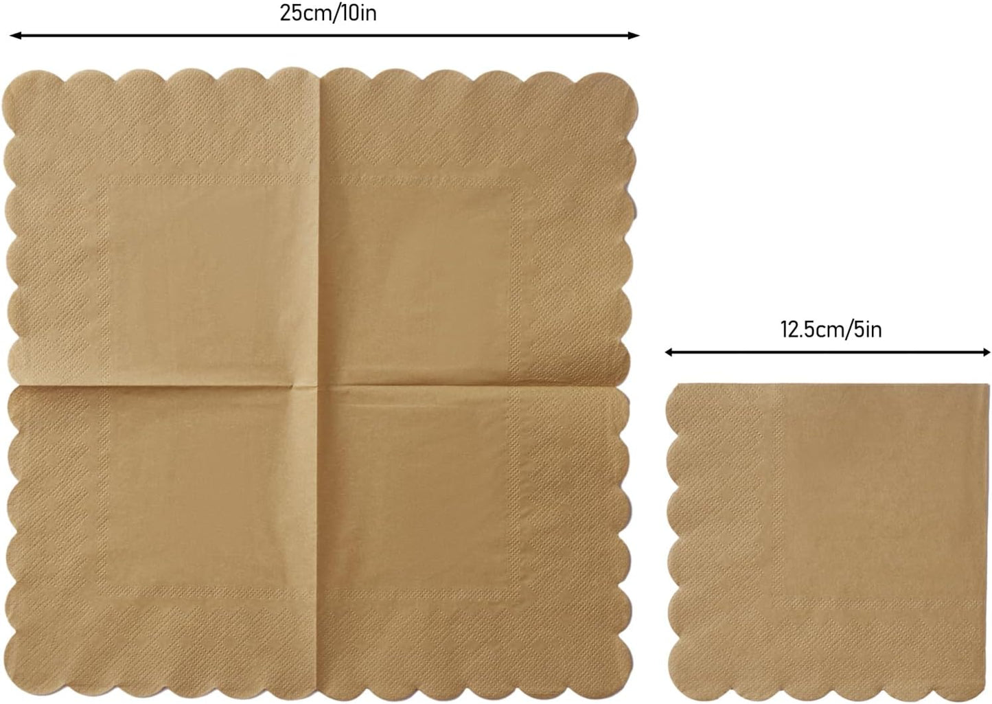 100 Pack Cocktail Napkin 2-Ply Scalloped Edged Dessert Napkins Folded 5 x 5 Inches Disposable Napkins for Dinner Wedding Birthday Party Bridal Anniversary Reception Event (Pink)
