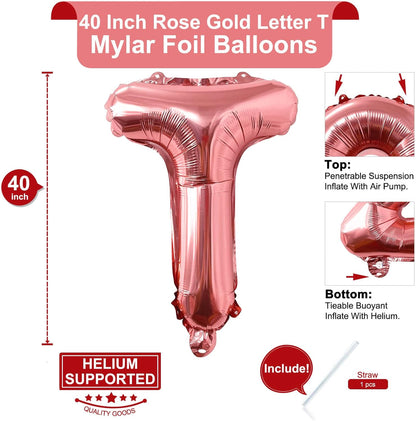 Lovoir 40 Inch Large Rose Gold Letter A Balloons Big Size Jumbo Mylar Foil Helium Balloon for Birthday Party Celebration Decorations Alphabet Rose Gold A