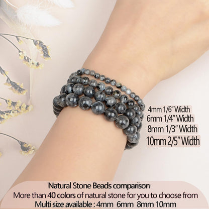 LPBeads Handmade Natural Gemstone Stretch Elastic Bracelet Healing Crystal Round Stone Beads Jewelry Gifts for Women Men