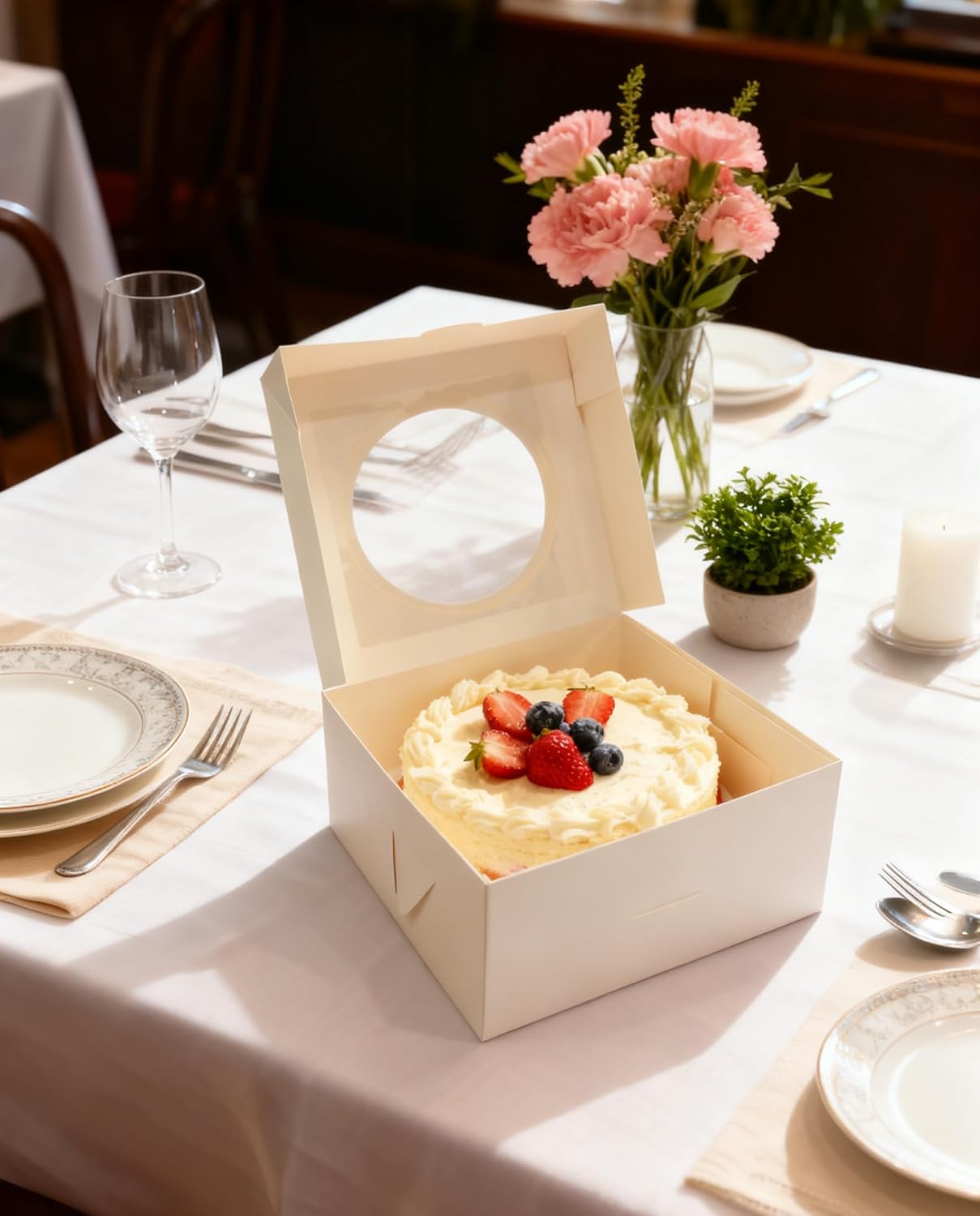 15 Pcs Cake Boxes,12x12x8 Inches White Bakery Boxes with Window,Tall Dessert Boxes,Cookie Boxes for Multi-Layer Cakes,Cake Containers for Birthday,Party,Valentine’s Day by GBF