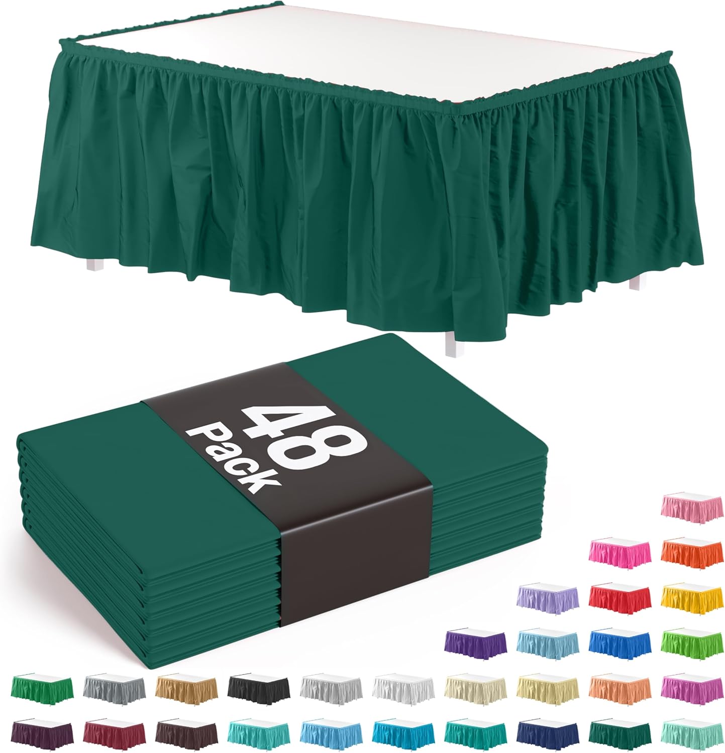 Exquisite Ruffle Table Skirt Pink 6 Pack 14 Ft Long Table Skirts for Rectangle Tables 6ft Plus or Round Tables Skirts with Adhesive Strip for Gender Reveal Decor & Happy Birthday Parties