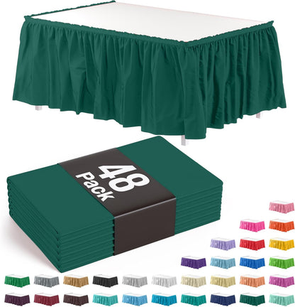Exquisite Ruffle Table Skirt Pink 6 Pack 14 Ft Long Table Skirts for Rectangle Tables 6ft Plus or Round Tables Skirts with Adhesive Strip for Gender Reveal Decor & Happy Birthday Parties