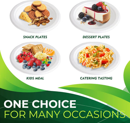 250 Piece Biodegradable Paper Plates Set (EXTRA LONG UTENSILS), Disposable Dinnerware Set, Eco Friendly Compostable Plates & Utensil include Plates, Forks, Knives and Spoons for Party