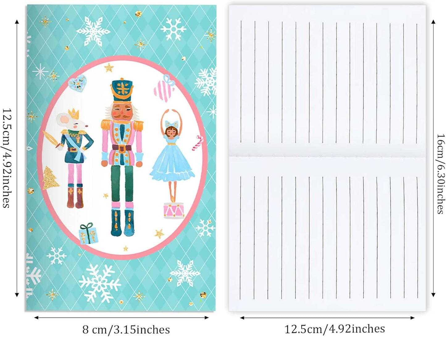 24Packs Ballerina Nutcracker Mini Notepads - Christmas Soldier Ballet Fairy Pocket Notebooks with 12 Designs & Lined Pages, 3.15x4.92 Inches Journal Memo Pads for Xmas Winter Holiday Party Favors