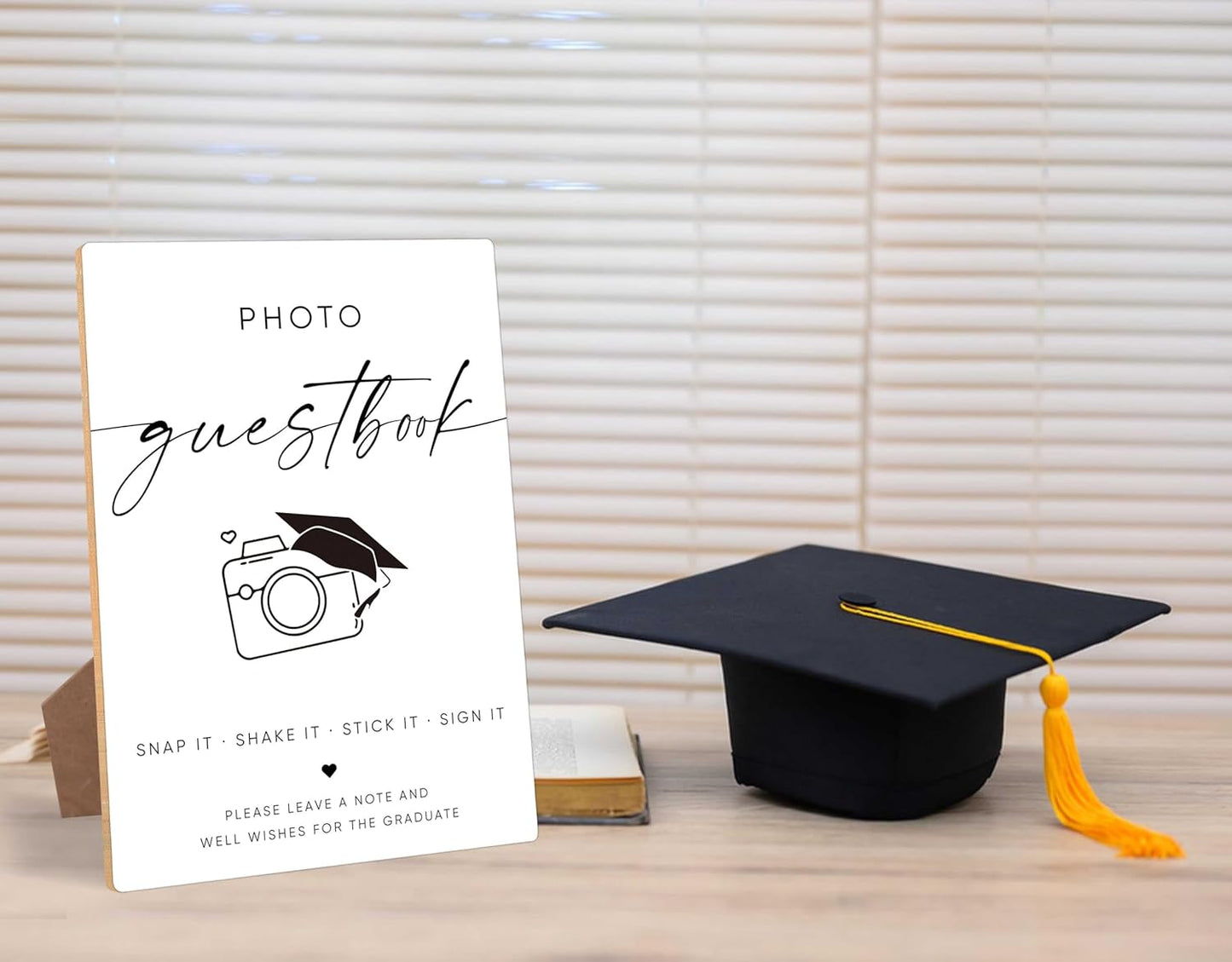 Graduation Photo Guest Book Sign, Graduation Decorations 2026 Congrats Grad Party Supplies, 8 X 11" Grad Party Wooden Table Sign for College, High School