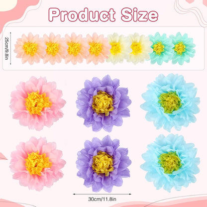 BestoFun 14 PCS Orange & Hot Pink Tissue Paper Flowers – Vibrant Party Decorations for Birthday, Baby Shower, Wedding, Fiesta, and Holiday Events