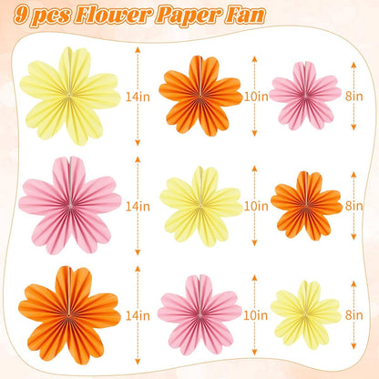 Party Hanging Paper Fans Decoration Set for Wedding Birthday Party Mother's Day Round Events Accessories Set of 8