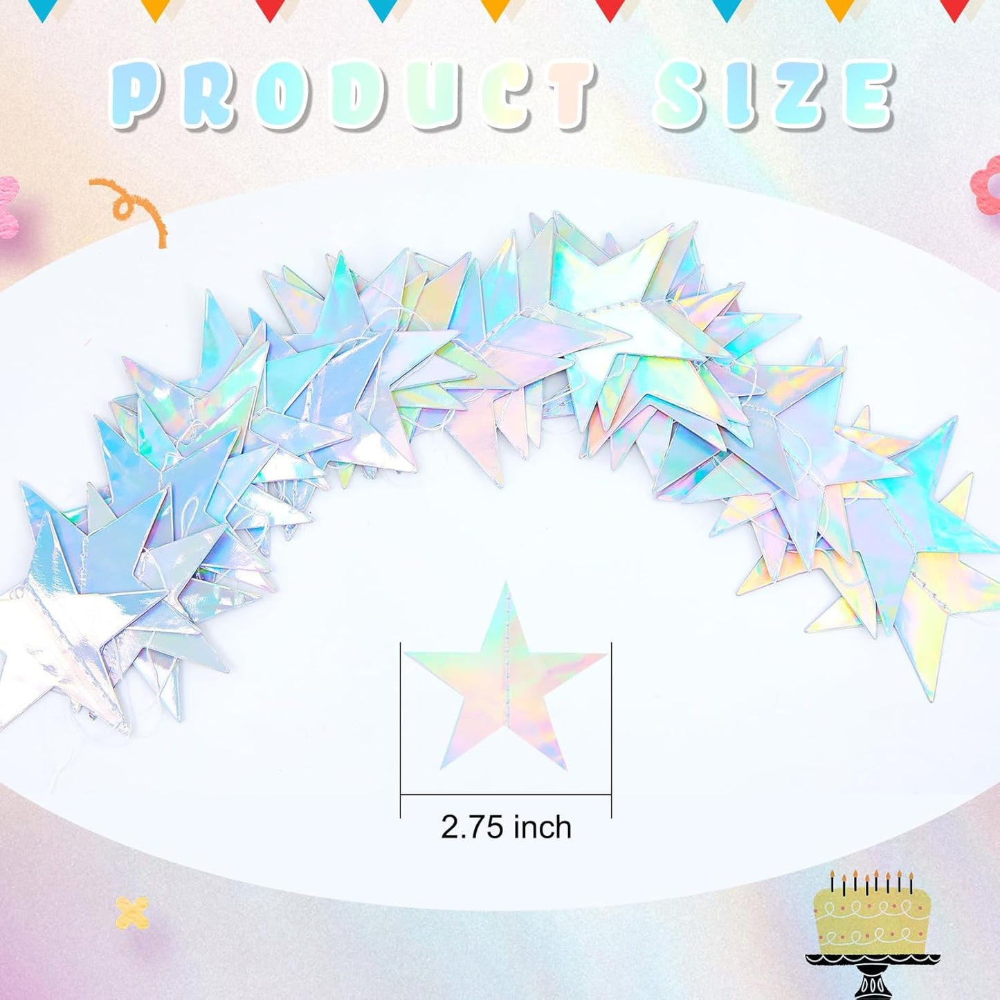 Spakon 65 Feet Glitter Star Paper Garland Banner Hanging Decoration Star Streamers Double Side 2026 Graduation Decorations for Wedding Birthday Festival New Year Party Decoration (Gold)