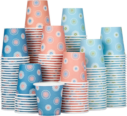SIUQ 300 Pack Paper Cups 8 oz, Disposable Coffee Cups, Paper Coffee Cups 8 oz, Colourful Hot/Cold Beverage Drinking Cup for Water Juice or Tea, Office Party Home Travel - Daisy