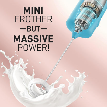 Zulay Kitchen Powerful Milk Frother AA Batteries Included – Ultra Fast Handheld Drink Mixer with Stainless Steel Whisk Stirrer for Coffee, Protein, Matcha & More, Frother Wand Electric Frothmate Black - Colors E