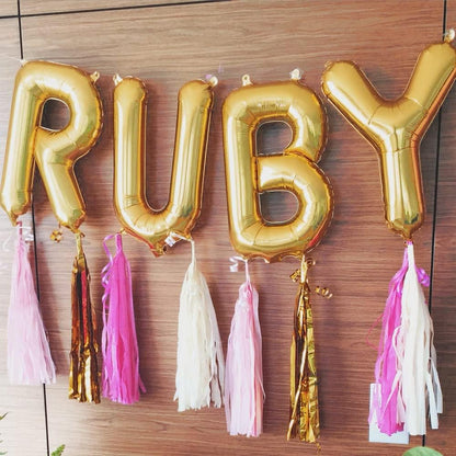 52 Pcs Gold Letter Balloons Foil Alphabet A to Z Balloons Personalized Phrase Banner for Birthday Shower Wedding Party Supplies Custom Balloon Decor 16 Inch