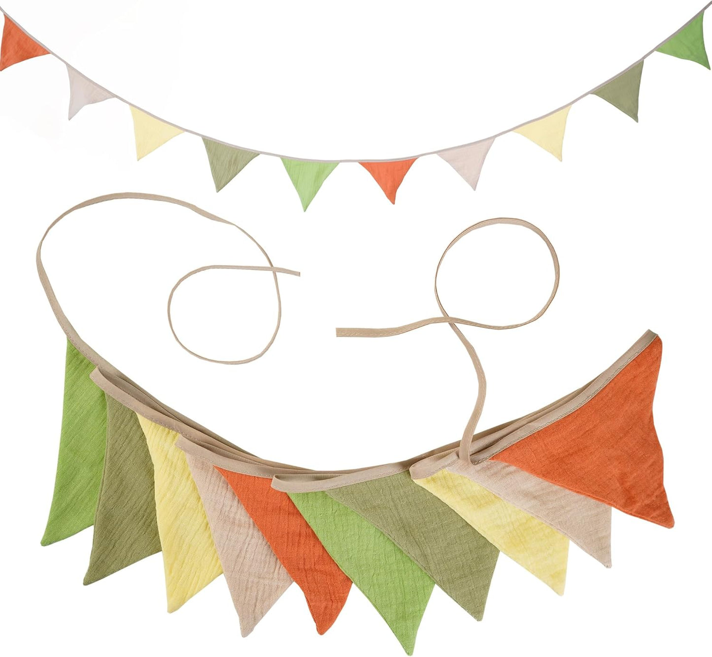 Fabric Bunting Banner, 2 Pack Handmade Neutral String Banner Each 8.5 ft 10 Flags Nursery Wall Hanging Wedding Birthday Home Baby Shower Party Decoration Bunting (Pink Candy)