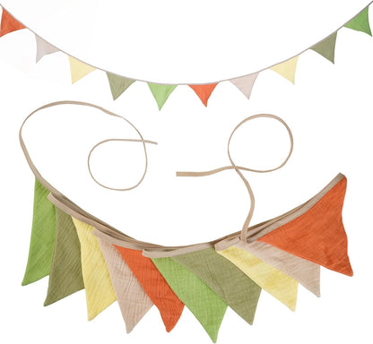 Fabric Bunting Banner, 2 Pack Handmade Neutral String Banner Each 8.5 ft 10 Flags Nursery Wall Hanging Wedding Birthday Home Baby Shower Party Decoration Bunting (Pink Candy)