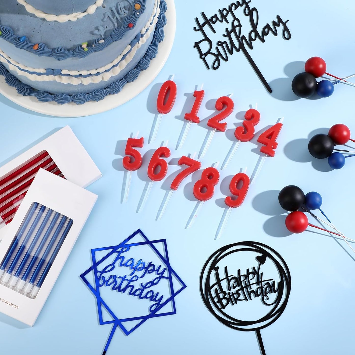 Yerliker 34 Pcs Happy Birthday Cake Toppers Decorations Birthday Candles DIY Cake Decor for Men Women Wedding Anniversary(Gold)