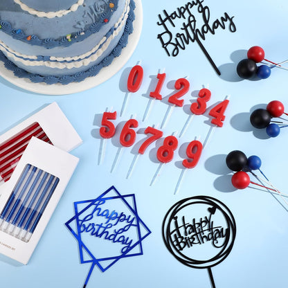 Yerliker 34 Pcs Happy Birthday Cake Toppers Decorations Birthday Candles DIY Cake Decor for Men Women Wedding Anniversary(Gold)