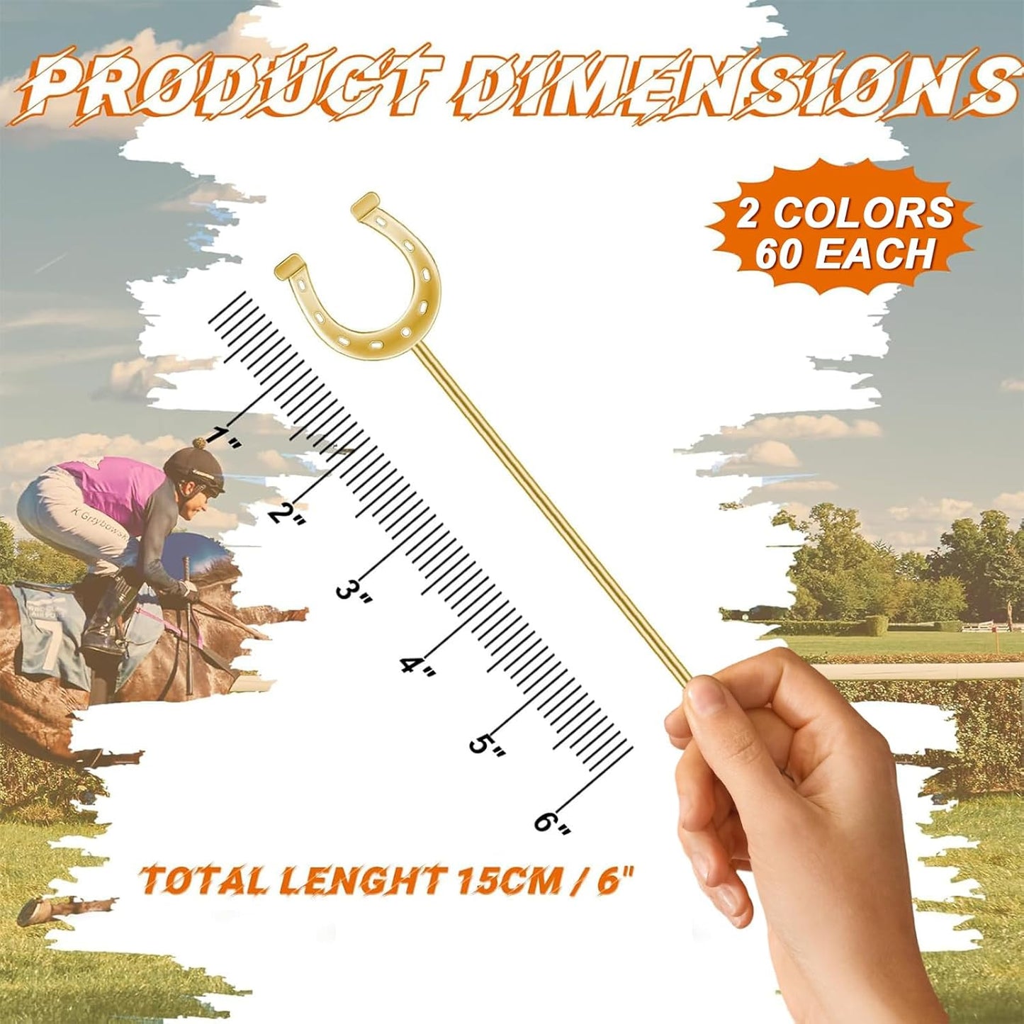 6 Inch Derby Drink Plastic Stirrers Swizzle Sticks for Cocktails Coffee Reusable U Shaped Horseshoe Drink Stirrers for Coffee Beverage Party Bar Weddings Events(Gold,30 Pcs)