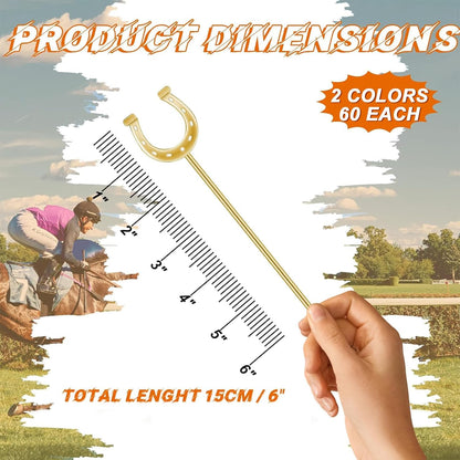 6 Inch Derby Drink Plastic Stirrers Swizzle Sticks for Cocktails Coffee Reusable U Shaped Horseshoe Drink Stirrers for Coffee Beverage Party Bar Weddings Events(Gold,30 Pcs)