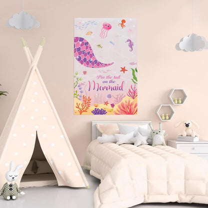 Pin The Crown on The Princess Party Games for Girls Princess Birthday Party with 24 Pcs Crowns, Large Princess Poster for Kids Girls Princess Birthday Party Princess Tea Party Decorations