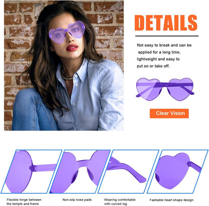 AEAHALY Heart Sunglasses for Women and Men Rimless Heart Shaped Sunglasses Bachelorette Bride Party Accessories