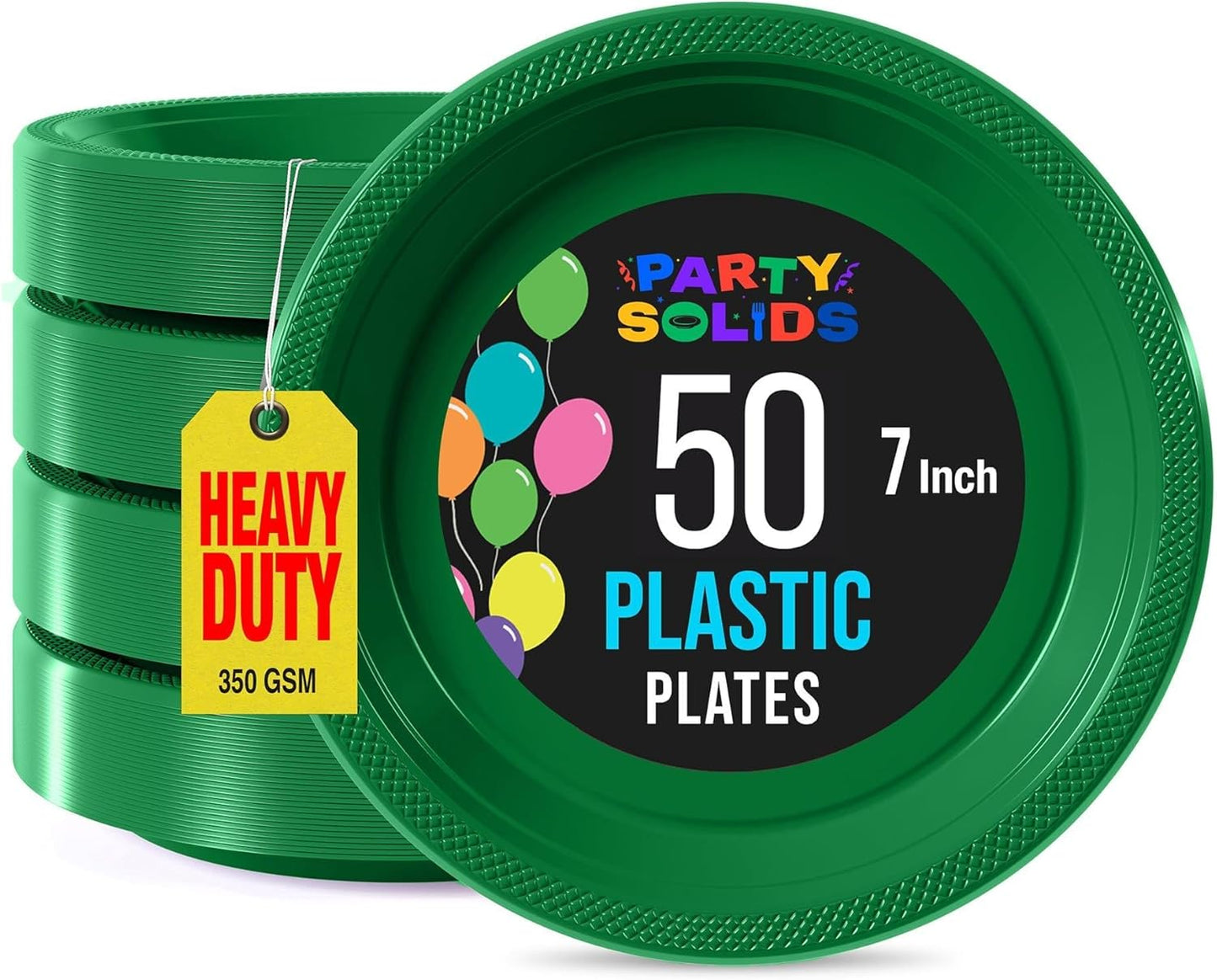 Exquisite Party Solids Red Plastic Plates For Party Supplies 10" Red Disposable Plates Heavy Duty 50 Pcs Plastic Dinnerware Sets Heavy Duty 350 GSM Disposable Dinnerware Set
