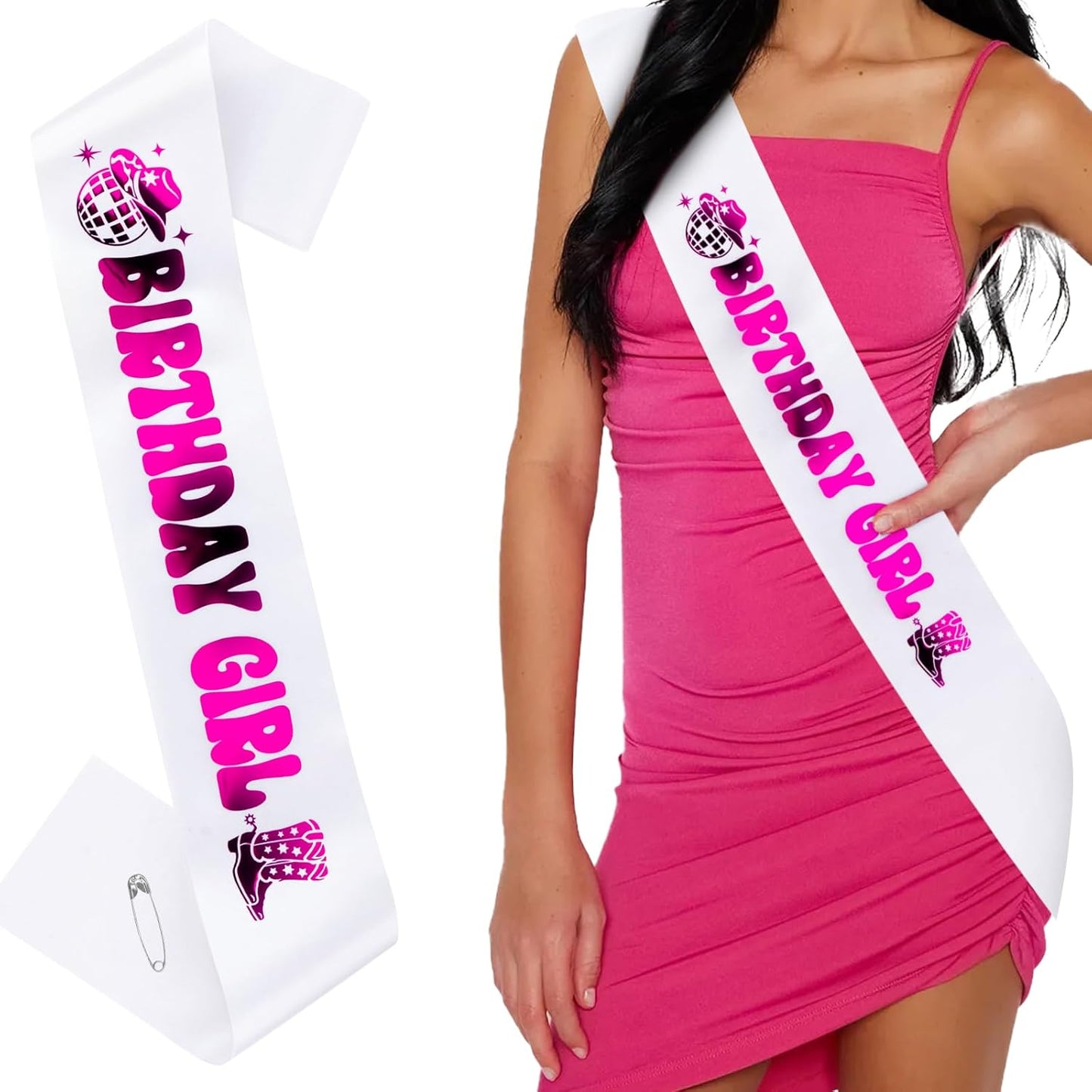 It's My Birthday Sash Black Glitter Sash with Hot Pink Foil Happy Birthday Decorations for Women Girls Men Boys Black Party Decorations