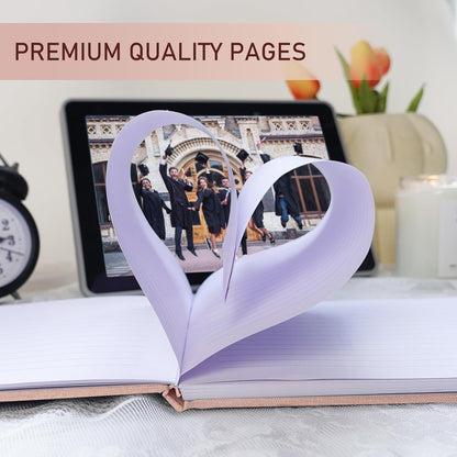 Lankaiva Wedding Guest Book, Guest Book Wedding Reception - Classic Baby Shower Guest Book, 100 Blank Pages for Bridal Shower Birthday Graduation Sign in and Photos, Beige