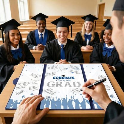 Graduation Guest Book 2026, Blue Gold Graduation Decorations Class of 2026 Graduates Sign in Book Signature Board Congrats Grad Decor Party Supplies, High School College Graduations Gifts for Her Him