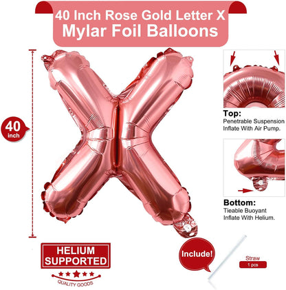 Lovoir 40 Inch Large Rose Gold Letter A Balloons Big Size Jumbo Mylar Foil Helium Balloon for Birthday Party Celebration Decorations Alphabet Rose Gold A