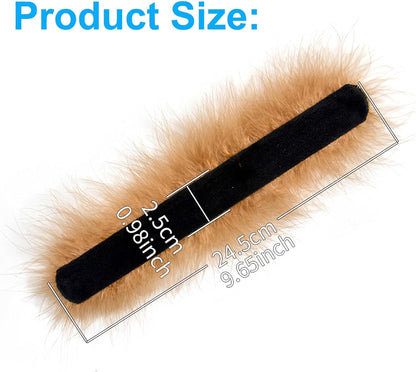 2Pcs Feather Wristbands, 9.65inch Soft Feather Wrist Slap Bracelet Cuffs, Snap Ring, Circle Slap Wrist Decoration Cuffs for Party Decoration