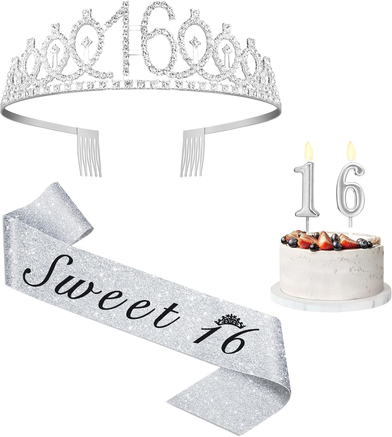 21st Birthday Decorations for Her with 21st Birthday Sash and Crown, Candles Gold, Gifts for 21 Year Old Girls