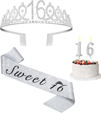 21st Birthday Decorations for Her with 21st Birthday Sash and Crown, Candles Gold, Gifts for 21 Year Old Girls